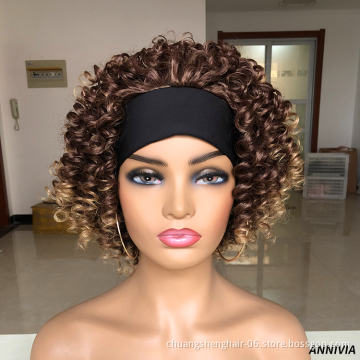 Cheap wholesale synthetic short wigs glueless natural colour headband wig for women synthetic heat resistant fiber hair wigs